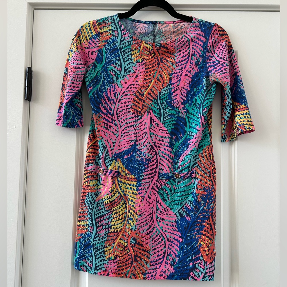Lilly Pulitzer Girls XL 12-14 Bright Tropical Print Shift Dress